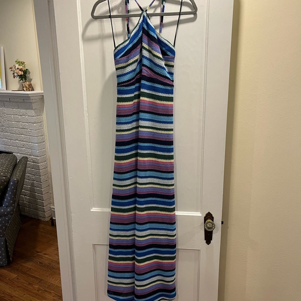 Colorful Crochet Halter Maxi